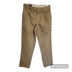 LANDS END Traditional Fit Pleats Tan Khaki Pants